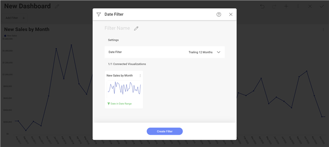 How to Create Your First Business Intelligence Dashboard with Reveal To connect the visualization to your dashboard filter click connect on the visualization thumbnail